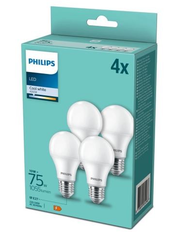 4 X LED Bulb/Lamp - 75W - E27 - Wit - Multi Pack - Philps