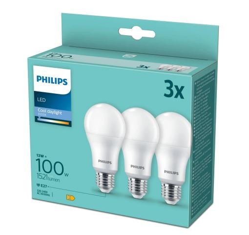 3 LED Lampen - 100W - E27 - Multi Pack - Philips - Wit